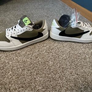 Travis Scott—Nike Air Jordan 1 Low OG— White, Olive & Black